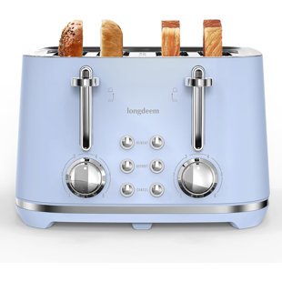 Longdeem 4-Slice Toaster: Extra-Wide Slots, 6 Settings, Chic Pastel Blue