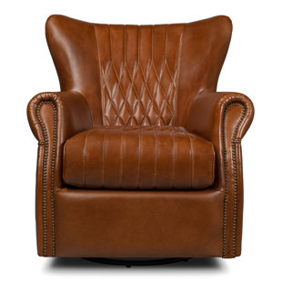 SARREID LTD Bugatti Leather Swivel Club Chair