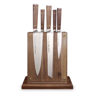 SCHMIDT BROTHERS CUTLERY Schmidt Brothers™ Cutlery Walnut & Brass 6 Piece Knife Block Set