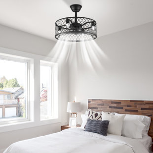 WILLISTON FORGE Kruitbosch 5-Blade 20" Industrial Caged Ceiling Fan with Remote