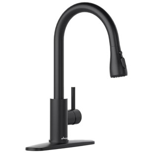 APPASO Pull Down Single Handle Kitchen Faucet with Deck Plate and Sprayer