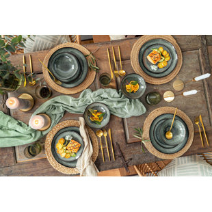 GRACIE OAKS Myres 12 Piece Handmade Stoneware Dinnerware Set - Service for 4