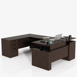 INBOX ZERO Negin Adjustable U-Shaped Executive Desk