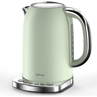 Longdeem 1.7L Electric Kettle, 1500W, Quick Boil, Cordless, LED, Temp Control, Light Green