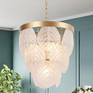 ROSDORF PARK Clayre 4 - Light Unique / Statement Tiered Chandelier with Hand Blown Glass Accents