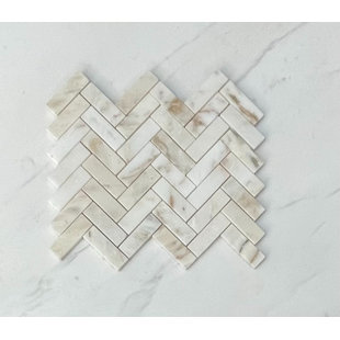 TILEVILLE Calacatta Gold 1" x 3" Marble Natural Stone Polished Herringbone Wall & Floor Tile