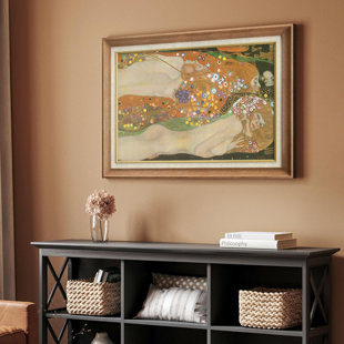 Famous Artwork " IDEA4WALL Premium Framed Wall Art Water Serpents II By Gustav Klimt Nature Abstract Oil Painting Fine Art Traditional Scenic Colorful Ultra For Living Room, Bedroom, Office "