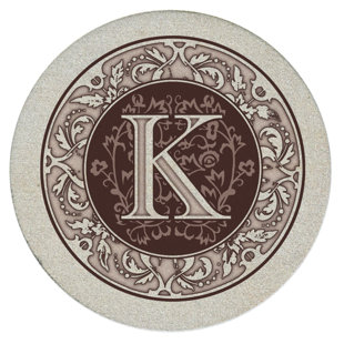 FLEUR DE LIS LIVING Monogram Letter 4-Pack Natural Sandstone Coasters (Set of 4)