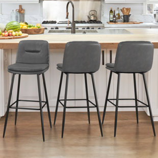 TRENT AUSTIN DESIGN® Pelayo Upholstered Leather Bar & Counter Stool (Set of 3)