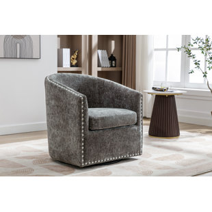 EBERN DESIGNS Wanti Swivel Fabric Upholstered Barrel Accent Chair