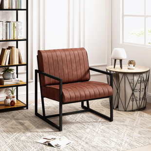 R&M FURNITURE Faux Leather Seat Waiting Room Chair with Metal Frame