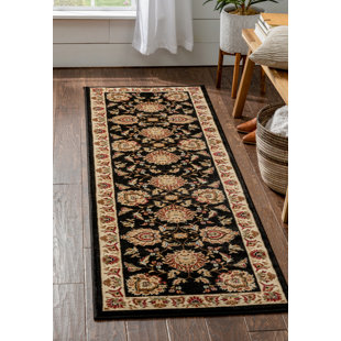 WELL WOVEN Runner Oriental Machine Woven Black/Beige Area Rug