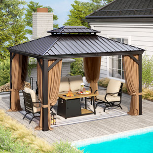 ARLMONT & CO. Mogle 12 Ft. W x 10 Ft. D Aluminum Patio Gazebo