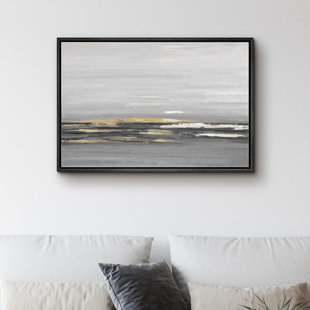 Minimal Landscape " IDEA4WALL Framed Canvas Wall Art Gray Abstract Sky Landscape Canvas Prints Home Artwork Decoration For Living Room,Bedroom "