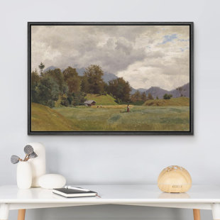 Rustic Countryside " IDEA4WALL Framed Canvas Print Wall Art Retro Countryside Village Forest Field Nature Wilderness Illustrations Fine Art Decorative Landscape Relax/Calm For Living Room, Bedroom, Office "