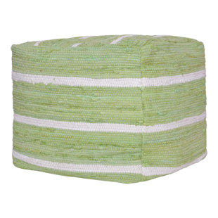 EVETTE RIOS Andros Contemporary Striped 18" Wide Square Ottoman Pouf