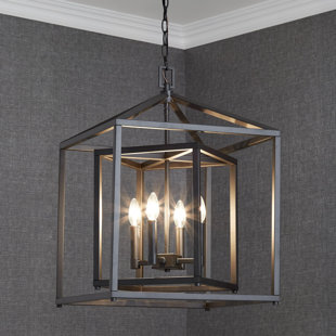SIGNATURE HARDWARE Plaza 4 - Light Lantern Square Chandelier