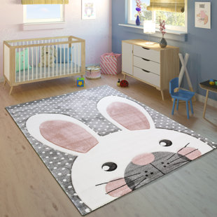 ZOOMIE KIDS Finchamp Pink/Grey/White Rug