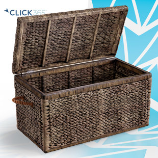 CLICK DECOR Bella ClickDecor Rustic Farmhouse Wicker Lightweight Indoor/Outdoor Storage Container Ottoman