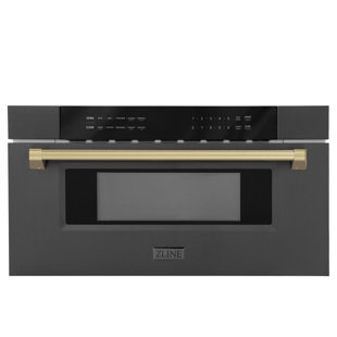 ZLINE Autograph Edition 30" Built-in Microwave Drawer in Black Stainless Steel W/ Accents