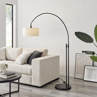 FURNITURE BOX Luci Elegant Arc Floor Lamp - Matte Black Minimalist Modern Design