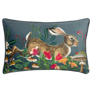 BRAMBLY COTTAGE Brinly Wild Garden Leaping Hare Grey Rectangular Throw Cushion Covers