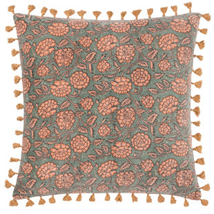 PAOLETTI Marisa Floral Teal Square Throw Cushion Covers