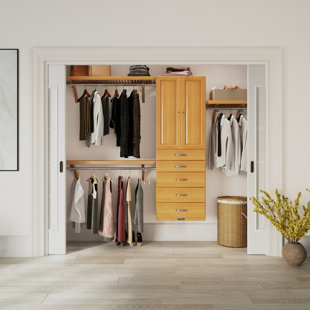 John Louis Home Solid Wood Reach-In Closet System with 5-Drawers and Solid Panel Doors