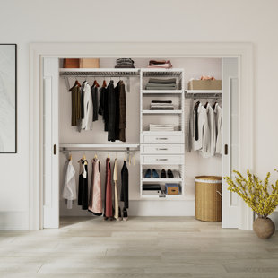 John Louis Home Solid Wood Reach-In Closet System with 3-Drawers White