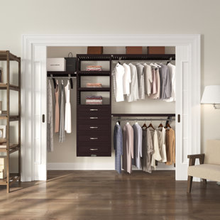 John Louis Home Solid Wood Walk-In Closet System with 5-Drawers