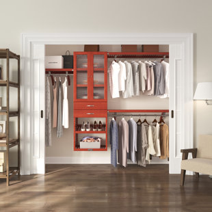 John Louis Home Solid Wood Walk-In Closet System with 2-Drawers and Glass Doors