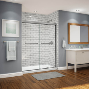 AVORA BATH 3x6 Tile White Acrylic Alcove Shower Walls with Black Grout Lines