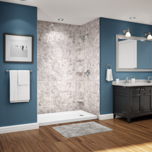 AVORA BATH 12x12 Tile Limestone Acrylic Alcove Shower Walls