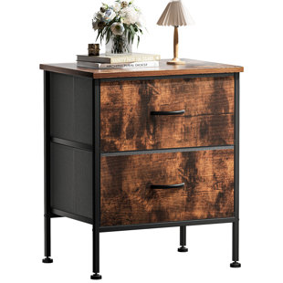 MERCER41 Nightstand, Small Dresser for Bedroom, End Table with 2 Fabric Drawer Bedside Closet