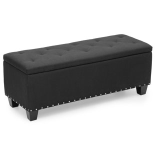 MONIBLOOM Entryway Upholstered Tufted Footrest Stool Lift Top Velvet Storage Ottoman