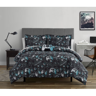 ALEX + BELLA Next Level Dark Gray/Blue Microfiber Comforter Set
