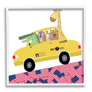 MASON & MARBLES Animals In NYC Taxi Framed Giclee Art Design By Carla Daly