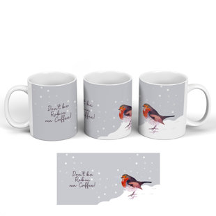 GLOBAL DESIGNS FENTON LTD Robin My Coffee Festive Christmas Ceramic Classic Mug