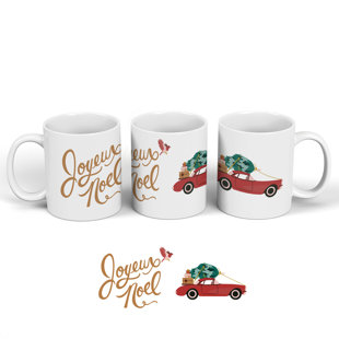 GLOBAL DESIGNS FENTON LTD Joyeux Noel Festive Car Christmas Ceramic Classic Mug