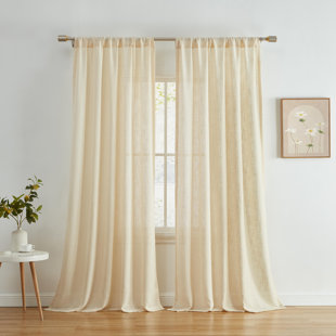 GRACIE OAKS Polyester Semi Sheer Curtain Pair (Set of 2)