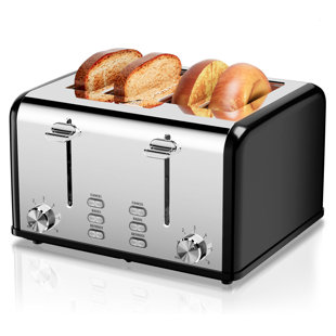 CHEFLAUD 4 Slice Toaster, Chef laud Stainless Steel Retro Toasters