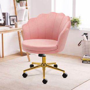 MERCER41 Avriel Velvet Swivel Task Chair with Seashell Back