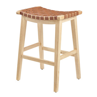 UNION RUSTIC Kelin Upholstered 25'' Counter Stool with Solid Wood Frame