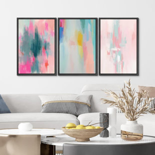 IDEA4WALL Abstract Colorful Strokes " Colorful " 3 - Pieces