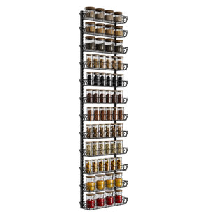 PREP & SAVOUR Wall / Under Cabinet Mounted Spice Rack with Adjustable Racks