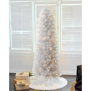 AMERZEST Pre-lit Pencil Christmas Tree 6FT 300 Warm White & Multi-Color Lights, Hinged Slim