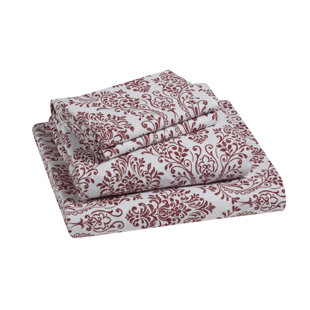 TAHARI Damask Triple Brushed Cotton Flannel Bed Sheet Set