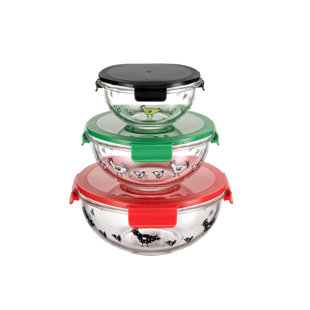 Genicook Borosilicate Glass 3 Container Food Storage Set