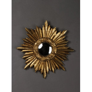MERCER41 Reyniel Sunburst Mini Dramatic Gold Mirror Round Small Wall Mirror