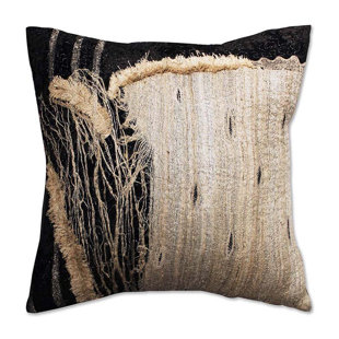 MARIE BURGOS DESIGN Alder Appliqued Silk Throw Pillow